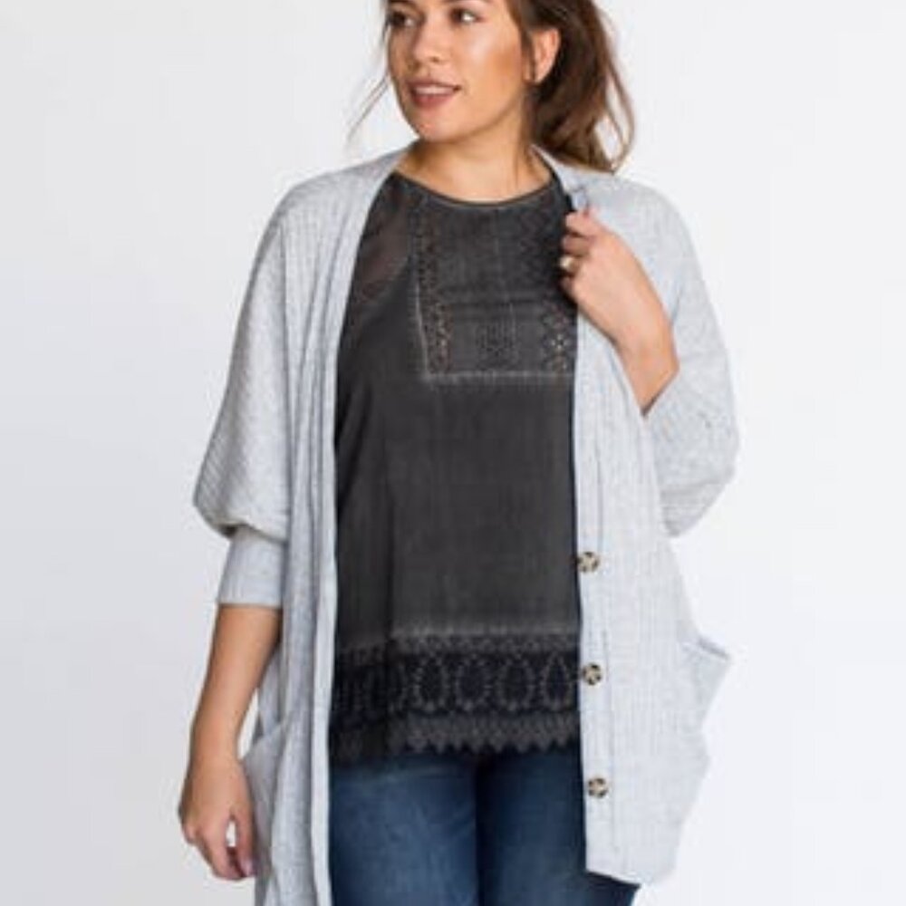 NWT Agnes and Dora Urban Cardi in Heathered Grey Ribbed
